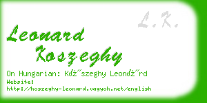 leonard koszeghy business card
